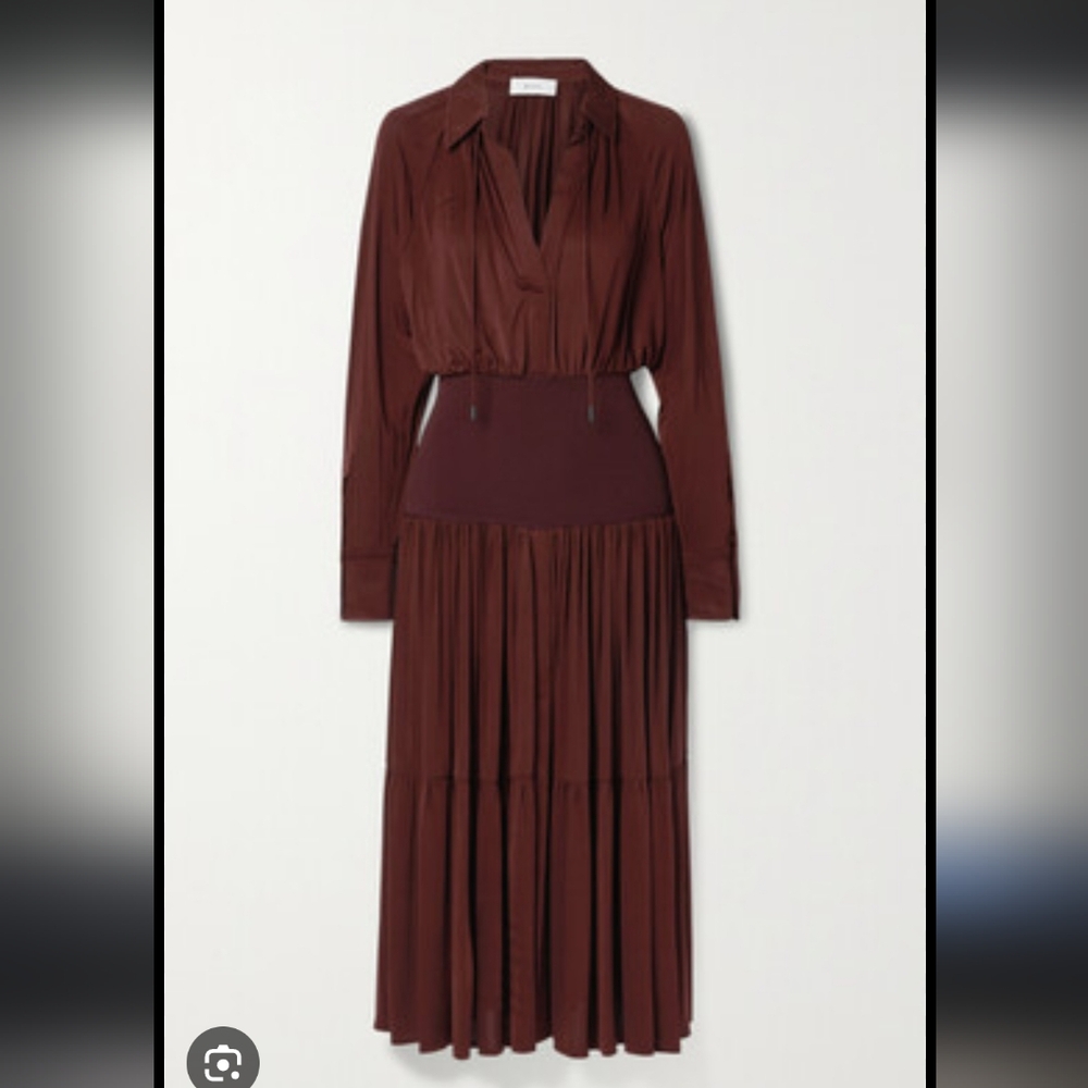 A.L.C. Conrad Draped Stretch-jersey Midi Dress - Brown